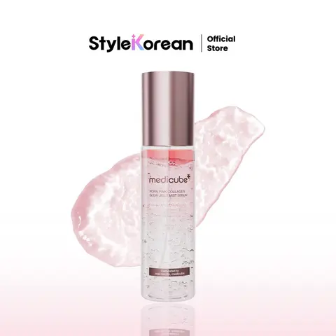 [Official Medicube Partner] Pink PDRN Collagen Glow Jelly Mist Serum 100ml - Dual-Texture Mist Serum with Niacinamide, Glutathione, Ceramide & Hyaluronic Acid