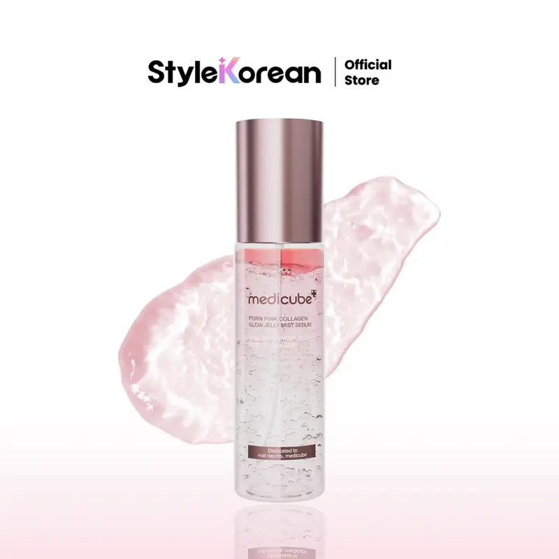 [Official Medicube Partner] Pink PDRN Collagen Glow Jelly Mist Serum 100ml - Dual-Texture Mist Serum with Niacinamide, Glutathione, Ceramide & Hyaluronic Acid