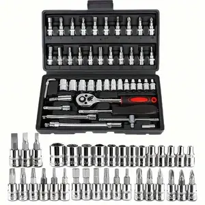 46pcs Socket Wrench Set Ratchet Spanner Multi-Functional Car Repair Tool Professional Mechanical Workshop Tools Kit Motorcycle Hand Tool Set