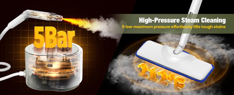 Newbealer Heavy-Duty Steam Cleaner for Home, Stainless Steel Boiler, Steam Mop with 20-Piece Accessories, Multi-Purpose Steamer for Floors, Cars, Furniture, Tiles, and More