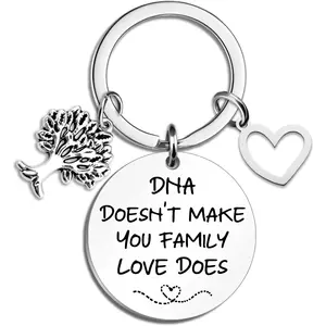 Bonus Mom Gifts Step Daughter Gifts From Stepmom Stepdad Step Mom Mothers Day Gifts DNA Doesn't Make You Family Love Does Keychain Adoption Gift Bonus Daughter Keychain Fathers Day