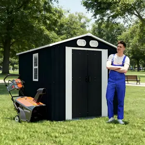 Campcraft 8x6 FT Outdoor Storage Shed, Metal Tool shed & Outdoor Storage with Lockable Doors & Air Vents, for Backyard Garden Patio, Dark Gray