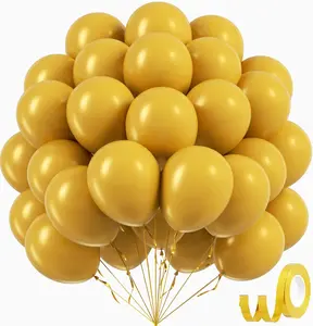 Mustard Yellow Balloons 12 inch, Mustard Yellow Latex Balloons 50pcs Party Balloons for Sunflower Bee Thanksgiving Fall Baby Shower Birthday Party Decorations