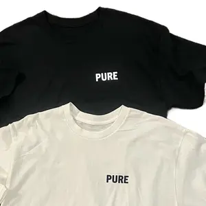 Pure crew neck Top Man Tshirt Streetwear Shortsleeve Crewneck Short Sleeve Crew Neck T-Shirt with Front "PURE" Logo Design Casual Hem Menswear Stylish