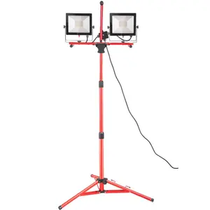 fathersdaygift VEVOR LED Work Light with Stand, 10000 Lumen Dual-head LED Work Light with 27.6-68.1 Adjustable and Foldable Tripod Stand, IP65 Waterproofed LED Tripod Work Light, with 5000 Kelvin Color Temperatu