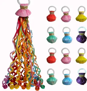 12Pack Hand throw Streamer Poppers 6 Color Mix No Mess Confetti Poppers,Party Poppers No Mess Streamers Easy to Clean Ideal for Celebrations Birthday and Festival