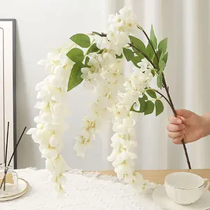 2pcs 47.2'' Handmade Faux Wisteria Hanging Garland, White Blue Pink Purple Silk Flower String for Wedding, Party, Home Decoration, Aesthetic Floral Decor