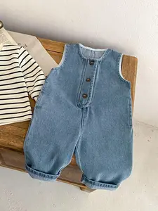 Toddler Girl's Denim Overalls Jumpsuit without Tee, Toddler Outfit, Casual Sleeveless Jumpsuit for Spring & Fall, Kids Clothes for Daily Wear
