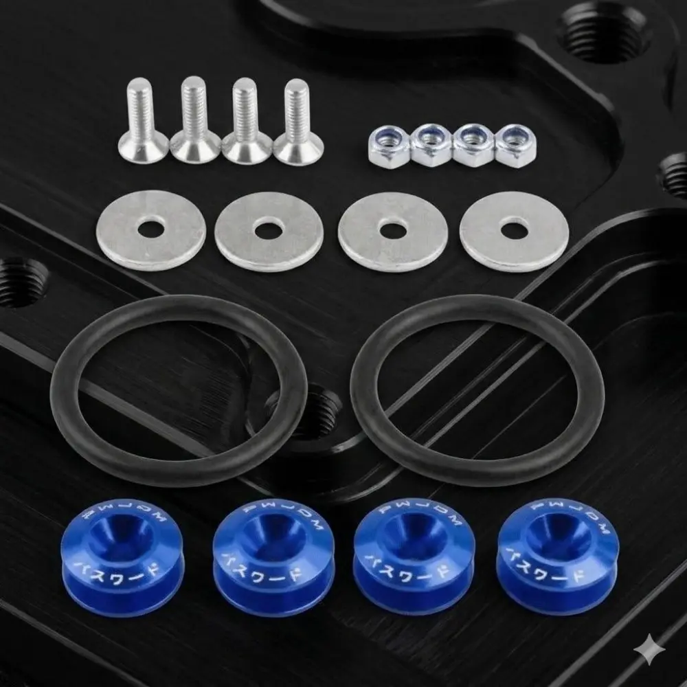 Quick Release Bumper Hood Latch Lock Kit, Replacement, Universal Heavy-Duty Push Button Fastener with Locking Washers and Body Screw for Cars Trucks SUVs, Easy Installation Enhanced Security Front Rear Bumper Trunk Bonnet Accessories, Automotive