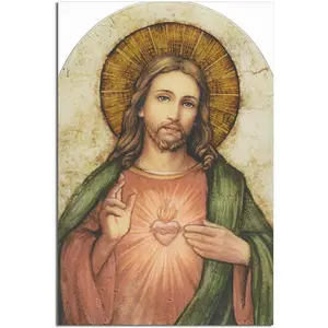 Trendy Poster-Jesus Christ Print Sacred Heart of Jesus Poster Picture Canvas Wall Art Print Colorful Decor Room Gifts Religious Ornaments Decoration Photo