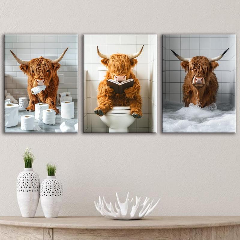 Highland Cow Pattern Canvas Framed Painting, 3 Counts Modern Wall Art Painting, Wall Art Decor for Home Interior Living Room Bedroom Office, Ornaments, Indoor Decoration #TOP PICKS Highland Cow Pattern Canvas Framed Painting, 3 Counts Modern Wall Art Painting, Wall Art Decor for Home Interior Living Room Bedroom Office, Ornaments, Indoor Decoration #TOP PICKS