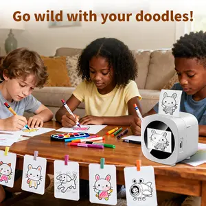 2026 Magic AI Sticker Maker Box, Voice-Control Thermal Printer with Display, Portable Ink-Free Label Printer, 5 Rolls Included