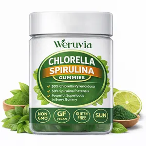 Premium Chlorella & Spirulina Gummies — Certified Organic, Top-Grade, Pure & Natural Superfood — Rich in Algae, Enzymes, Chlorophyll, and Plant Protein (60 Count)
