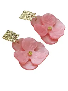 Silver Color Acrylic Flower Earrings, French Vintage Personalized Ear Rings, Elegant Light Luxury Jewelry, Sakura Winter Essential