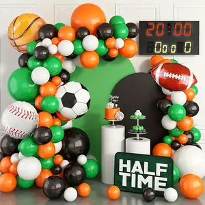 102pcs Green Black Orange White Latex Balloons Garland Arch Kit for Sports Theme Basketball Football Birthday Wedding Anniversary Celebration Party Outdoor Indoor Background Home Bar Decor Supplies