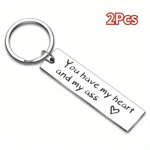 2Pcs Funny Keychain For Couple, You Have My Heart And..ass Stainless Steel Keychain For Husband