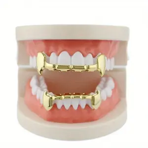 Hip-Hop Braces Punk Halloween Vampire Teeth Small Tiger Teeth Braces Teeth Grillz Hip Hip Teeth Grillz for Women Men Masks Golden