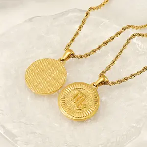 VEVE Zodiac Pendant Necklace (All 12 Signs) | 18K Gold Retro Medallion Jewelry for Daily & Layered Wear