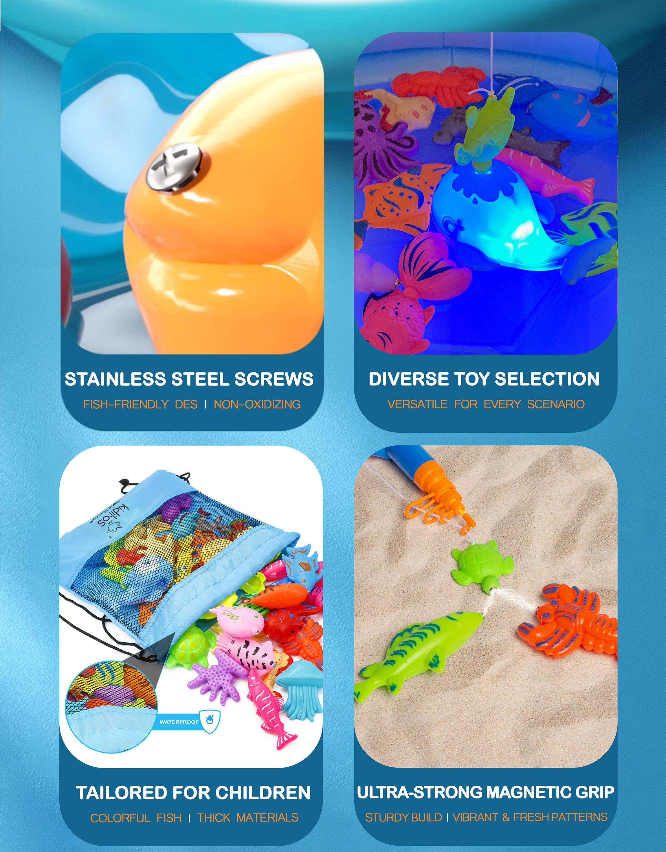 Kiditos Magnetic Fishing Bath Toys Game Set,Swimming Fish Toys for Bathtub,Water Table Bathtub Toys for Toddlers Kids Age 3-6, Pool Toys for Pretend Play&Education Teaching&Learning Colors