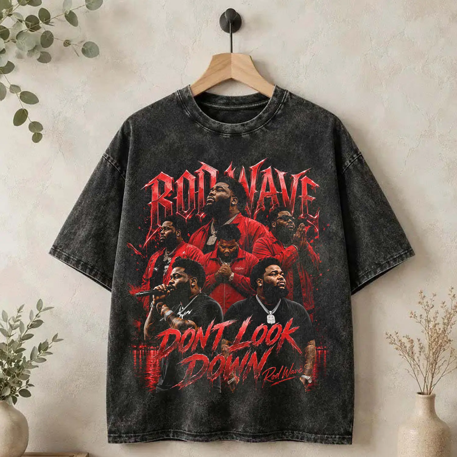 Rod Wave 'Don't Look Down Tour 2026' Tour Washed T-Shirt, Rod Wave Fan Graphic Tee, Dont Look Down Merch Streetwear Graphic Shirt, Gift for rap fans