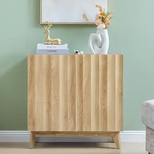 FurSch Mid-Century Modern Fluted Sideboard Cabinet with Doors, Adjustable Shelves & Spacious Storage for Living Room, Kitchen or Entryway