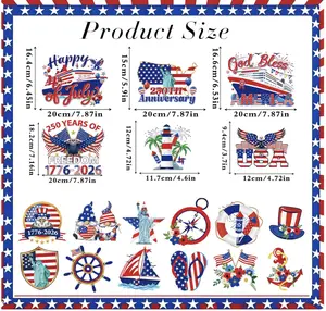 4th of July Cruise Magnets - 16 Pcs 250th Anniversary Patriotic Ship Decorations Magnetic Sticker America Flag Anchor Cabin Stateroom Decal for Independence Day Party Car Fridge Accessories