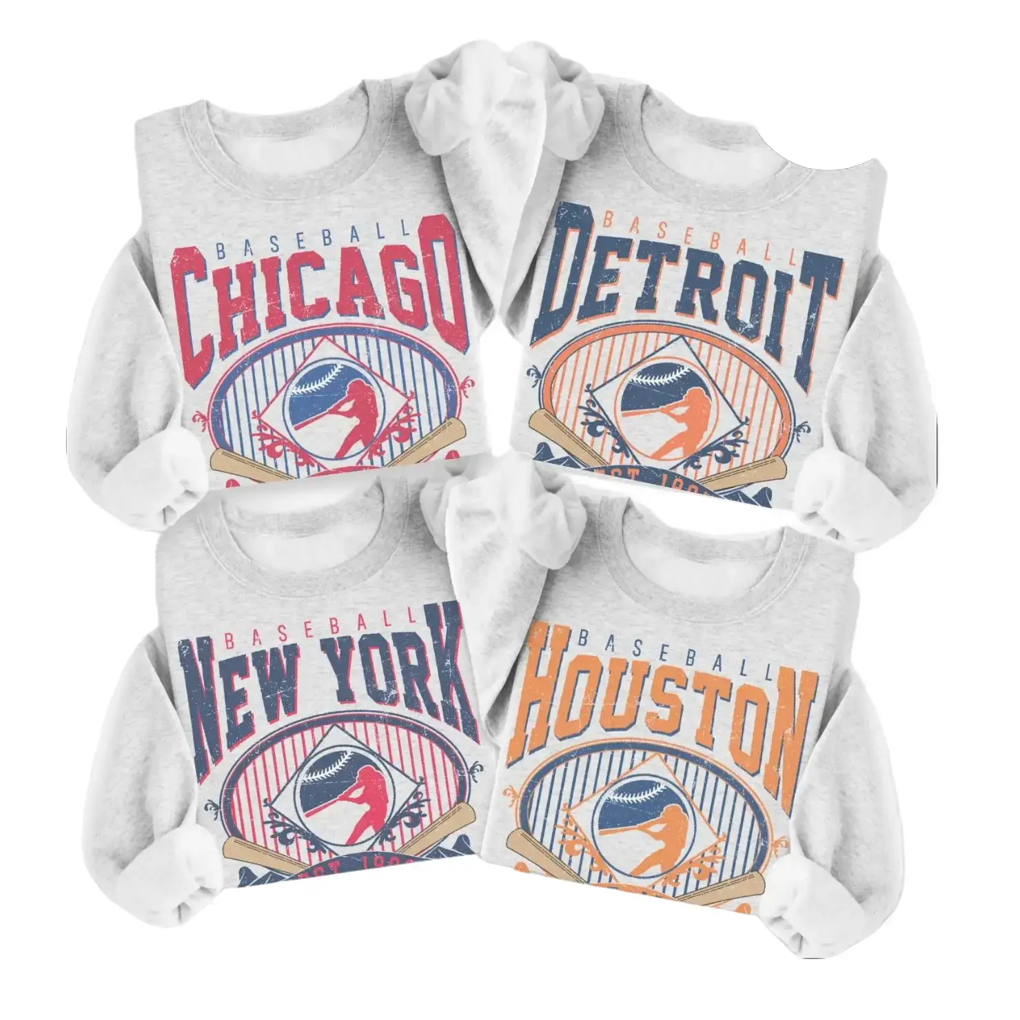 Vintage All Team Baseball Graphic Sweatshirt Sports Baseball Player Pullover Game Day Sweatshirt ASH GREY COLOR CREWNECK SHIRT Ballpark Baseball Top Unisex Sports Game Shirt Menswear