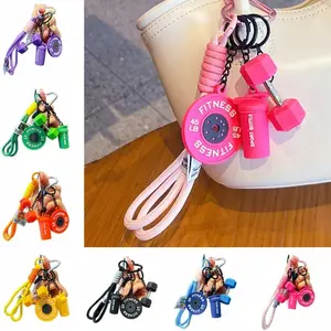 Fitness Keychain Set,Dumbbell Kettlebell Weight Plate Keychains Cute Keychain Gym Accessories for Men Women Durable Nylon Lanyard Fun Touch Backpack Athletic Fun Touch Durable Nylon Lanyard