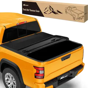 Nilight Soft Tri-Fold All Season Pickup Truck Bed Cover - Compatible with 2017-2025 Nissan Titan (5.5ft Bed) Automotive Car Exterior Accessory with Logo Protector, Truck Bed Covers, All Season Cover