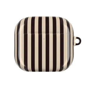 Brown Beige Striped AirPods Case for AirPods 1 2 3 4, AirPods Pro 1 2 3, Neutral Aesthetic Earbuds Cover, Minimal Earth Tone Protective Case