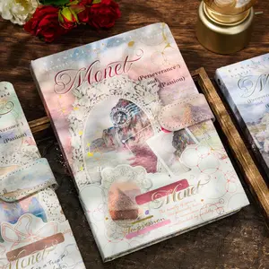 96-Page Oil Painting Style Gold Foil Magnetic Notebook, Vintage Art Journal, Premium Gold Foil Hardcover, Colorful Thickened Illustrations, Girl's Diary