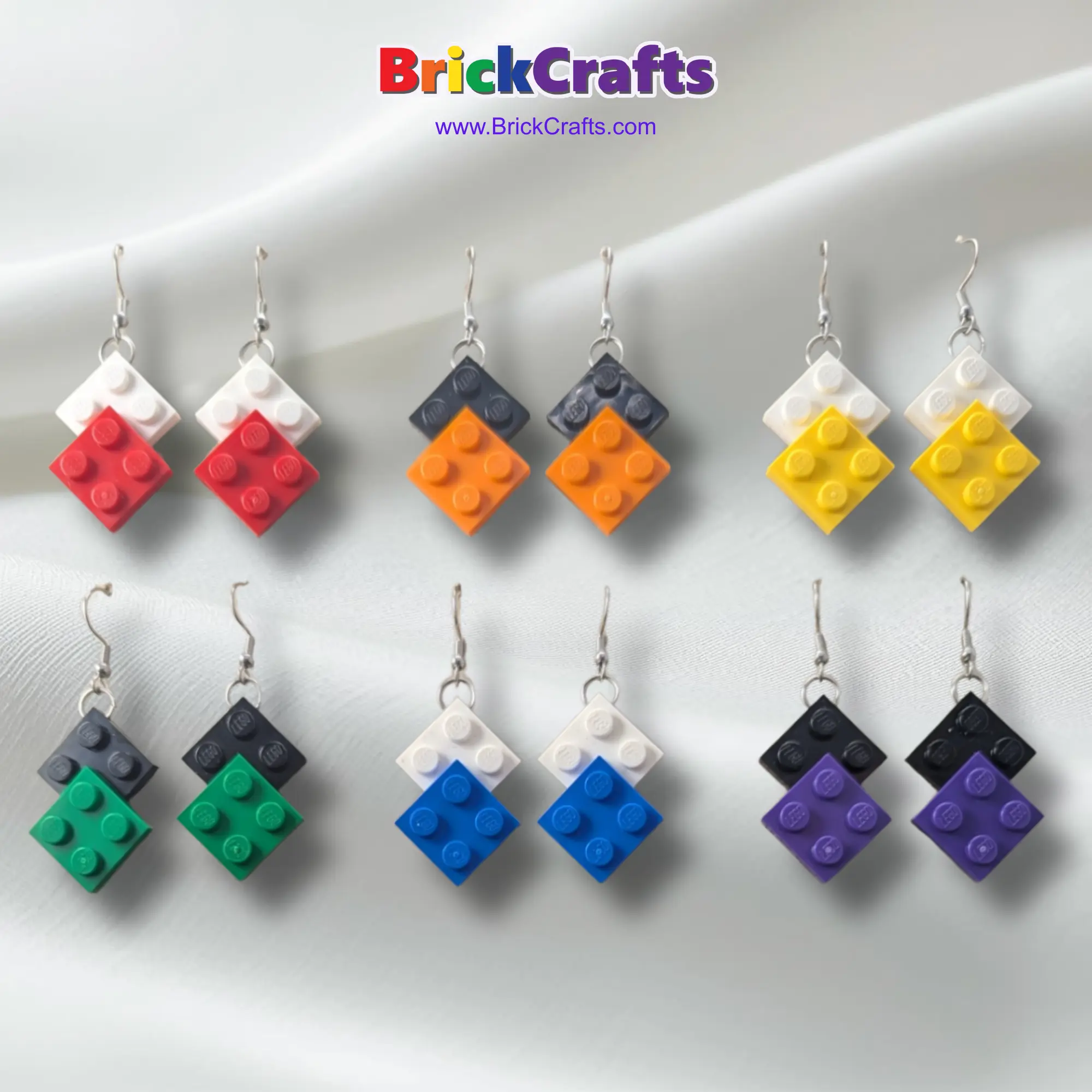 Double Dangle 2x2 BrickCrafts Plate Earrings