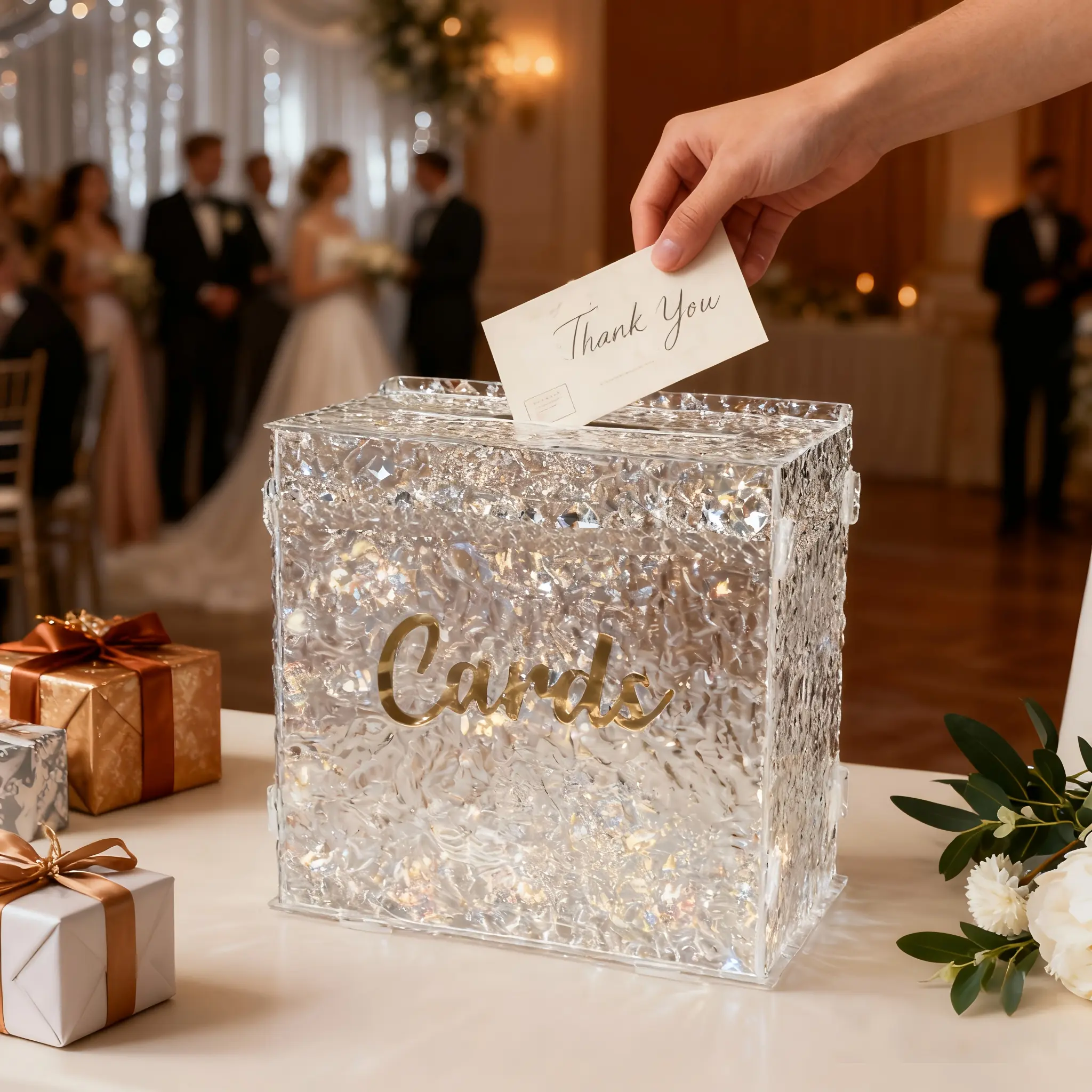 Acrylic Wedding Card Box, DIY Gift Card Box for Wedding Reception, Wedding Envelope Money Card Boxes Holder for Party Graduation Baby Shower Birthday