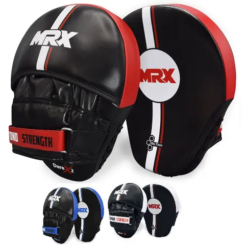 MRX Boxing Pads - Professional Boxing Equipment, 1.8 Inches Thick Pro Curve PU Leather, Advanced Gel Tech, Breathable, Dry Hands, Highly Rigid and Durable, Odor Neutralization, Unisex Adult Large Size, Ideal for Boxing, MMA Focus Training