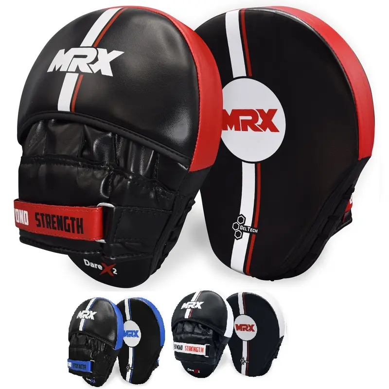 MRX Boxing Pads - Professional Boxing Equipment, 1.8 Inches Thick Pro Curve PU Leather, Advanced Gel Tech, Breathable, Dry Hands, Highly Rigid and Durable, Odor Neutralization, Unisex Adult Large Size, Ideal for Boxing, MMA Focus Training