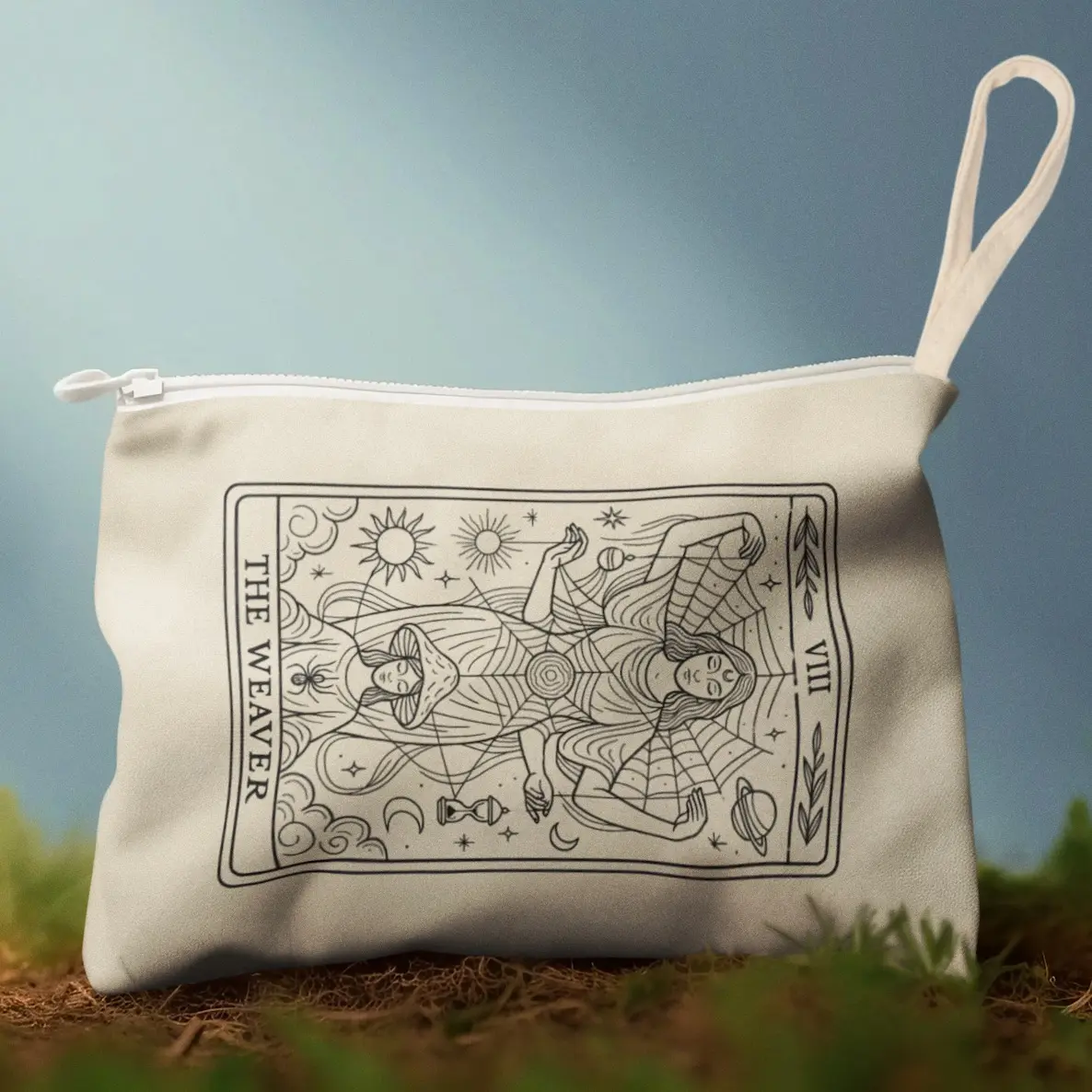 Tarot "The Weaver" Accessory Zipper Pouch | Mystical Card Illustration, Make-up Bag