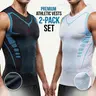 Men's Tank Top 2-Piece Set - Quick-Dry, Moisture-Wicking, Breathable Workout Tank - Ergonomic Shaping Base Layer - Core Support, Ideal for Gym and Weight Training outdoorfun Fitness Vest Shirt Sports Vest Set Compression Mesh Socks Athletic