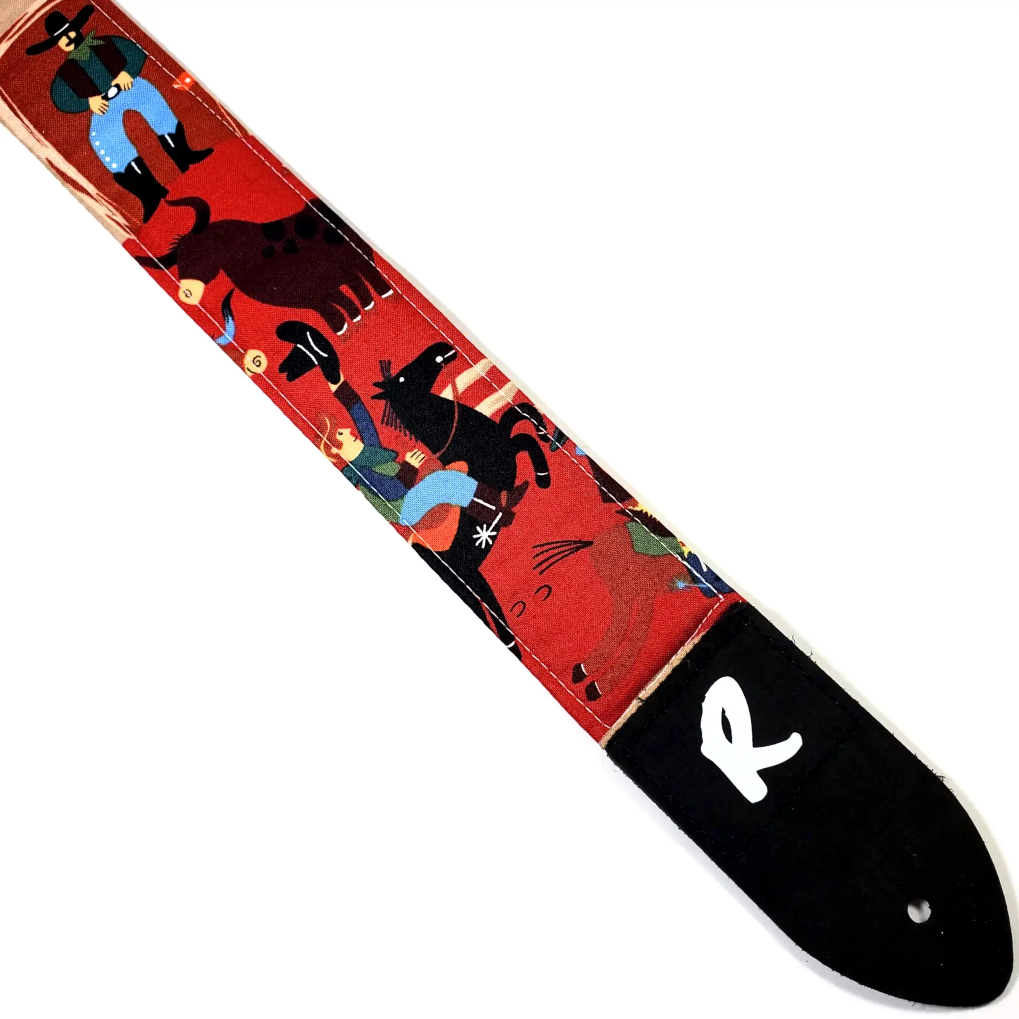 Cowboy Guitar Strap - Bucking Bronco Guitar Strap - Mid-Century Modern