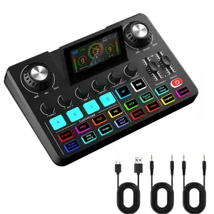 OTG Gaming Audio Mixer, PC Digital Live Sound Card for Streaming Podcast, Computer Music Recording, Game Voice 3D HD Folding Screen Mixing Console Sound Board Bluetooth for TikTok/YouTube