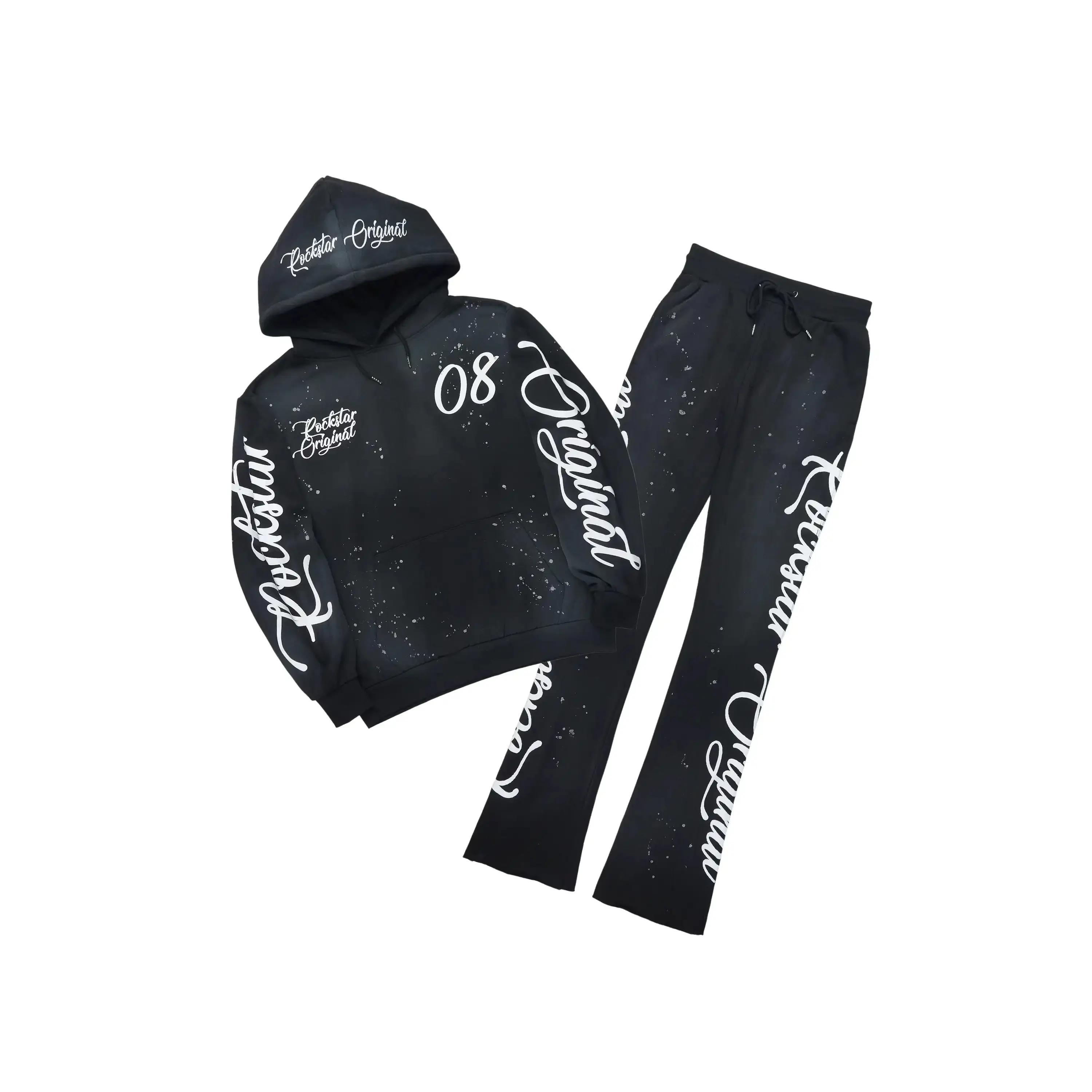 Hanif 3.0 Vintage Black Hoodie/Stacked Pant Track Set