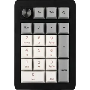 EK21 VIA Gasket Number Pad with 1000mAh , BT 5.0/2.4GHz/Wired Hot-Swap Numpad with  Alloy knob, Programmable for Win//Gaming (Black ,  )