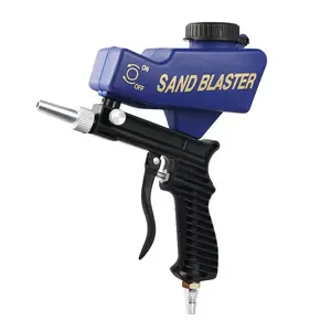 Blue Sandblasting Gun, Pneumatic Sandblaster, Small Handheld Portable Sandblaster for Home Use, Metal Rust Removal and Restoration Tool