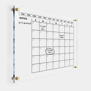 Large Acrylic Calendar Acrylic with Black Hardware - Calendar 2026 Dry Erase Planner - Dry Erase Monthly Acrylic Calendar - Family Calendar Dry Erase Calendar