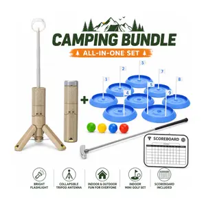 Camping Bundle - Rechargeable Camping Light + Mini Golf Game Set (Blue)
