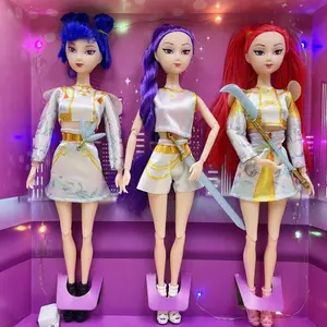 K-pop Samurai costume cartoon girl combination doll, Rumi Mira Zoey anime action doll, Kpop cartoon gift box set, character joints rotatable, playing theme music, singing doll, Kpop fan series, birthday party creative gift, Mother's Day Easter gift