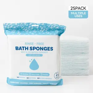 Rinse Free Bath Sponges - Freshness Anytime, Anywhere! 25 Large Rinse-Free Bathing Wipes for Adults, All-in-One RinseFree Bathing Wipes, Gentle on Sensitive Skin, Designed for Every Situation