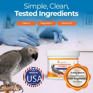 Bird Calcium Plus with Magnesium and D3, Dissolves Clear and Tasteless in Water, Supports Bone, Muscle, Feather and Egg Health, 45 Servings, Made in FDA-Registered USA Facility