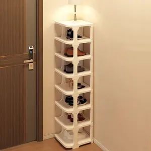 Shoe Rack Organizer for Closet Shoe Holder Storage Narrow Plastic Vertical, Free Standing Shoe Rack Shelf for Entryway Stackable Stability DIY, Shoe Cabinet Storage, Shoe Compartment, Room Organization Products