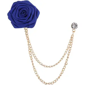 Rose Brooch Pin Wedding Brooch Suit Pin Handmade Rose Brooch for the Groom Wedding Ball Fringe Chain Brooch Men's Suit Accessories