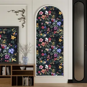 Vibrant Dark Floral Peel and Stick Wallpaper - Self-Adhesive Removable Waterproof Vinyl Contact Paper | Bold Multicolor Flower Design, 17.32x118.11inch | Perfect for Home Decor, Kitchen, Bedroom, Living Room